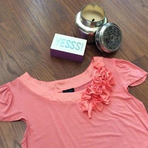 Soft peach with satin flowers